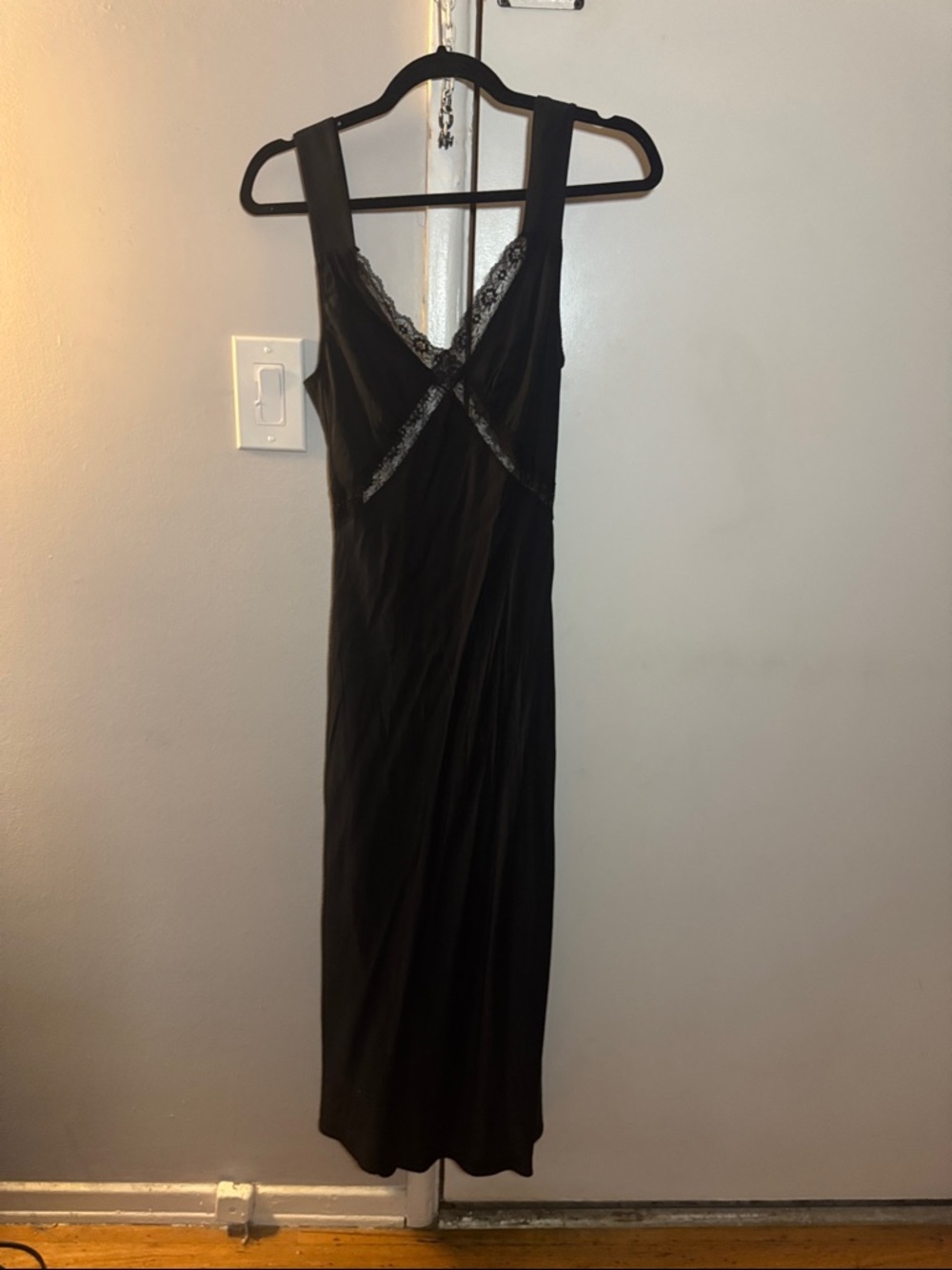 Reformation Provence Silk Black Lace-Trim Slip Dress